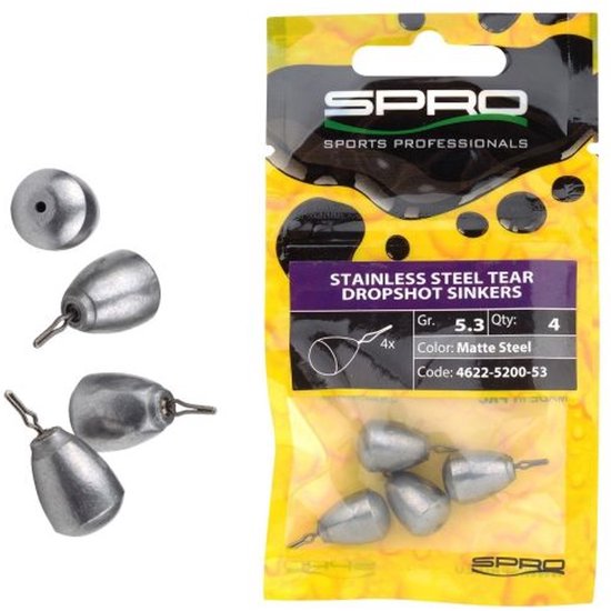 Spro Stainless Steel Tear Dropshot Sinker Matte Steel / 5.3g