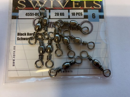 Spro - Ton wartel / Swivel - maat 6 - 10 stuks - 20 kg trekkracht