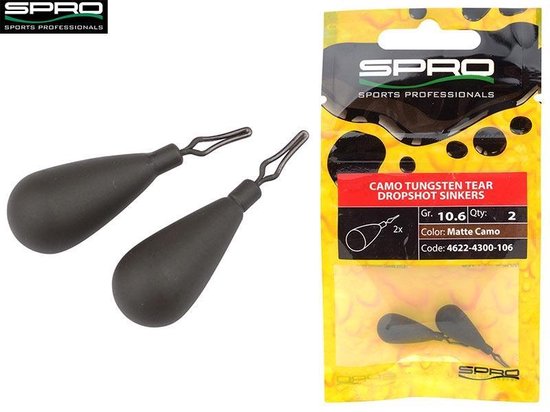Spro Tungsten Tear Drop Weight - 10.6 gram - matte green van Spro