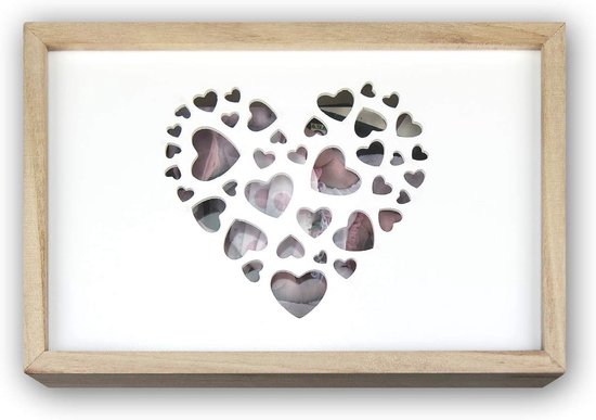 S.r.l. Love Box USB voor 13 x 18 foto's houten doos, hout, natuur en wit, buitenmaat 24,5 x 16 x 5 cm