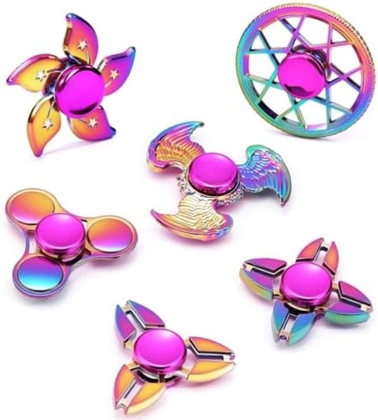 ST TRADİNG 6-delig Metaal Fidget Spinner Set - Stille Sensorische Stressverminderaars van ST TRADING