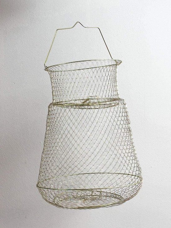 Staalnet Schepnet - Draadschepnet Visnet - Vissen Oprekken - Zelfsluitend Veermechanisme - 23 cm Diameter - Groenachtig Geel