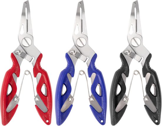 Stainless Steel Fishing Pliers, Multi-Purpose Fishing Pliers, Cord Cutter, Split Ring Opener, Fishing Tool, 3 Pieces - ShopVlot