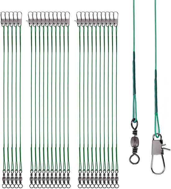 Stalen onderlijn - 25 Stuks - 30cm lang - Staaldraad trekkracht 14 kg - 0,5mm - Onderlijnen - Talen voorvakken - Onderlijnen voor Kunstaas - Vissen - Roofvissen - Voor roofvissen met kunstaas