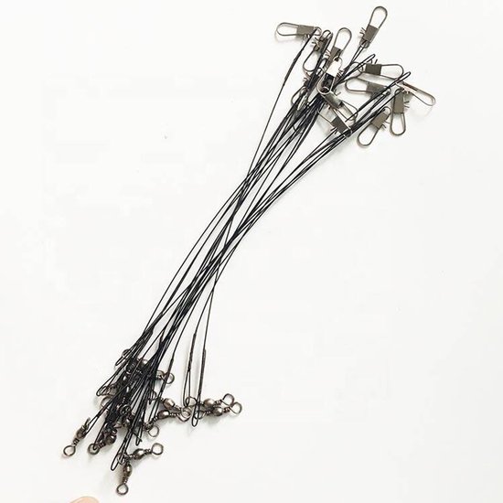 Stalen onderlijn - 50 stuks - 14kg - 25cm - Zwart - Onderlijnen voor Kunstaas - Vissen van Merkloos