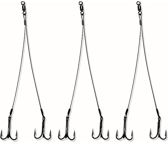 Stalen Onderlijnen - Snoekmontage - Extreem Scherpe Haken - Demontabele Constructie - 90 Lbs Draad 2/0 Haak - 1 Stuk - Voor Snoekvissen En Musky van Merkloos