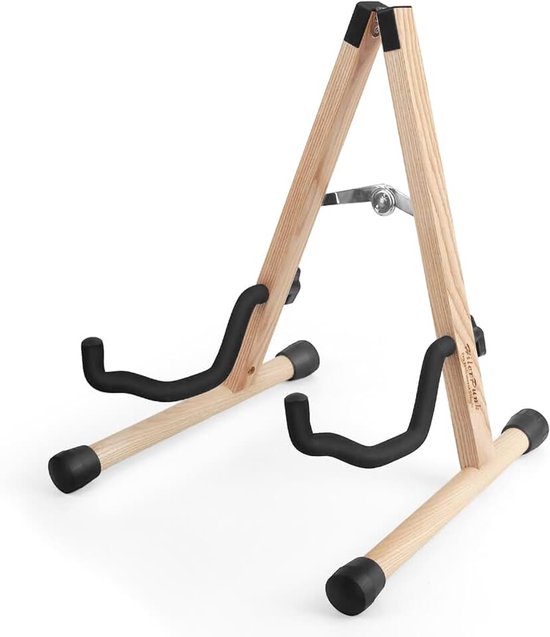Standaard voor akoestische gitaar, standaard voor klassieke gitaar, A-frame, opvouwbaar, eenvoudige montage en draagbaar, solide houder, duurzaam (asboom)