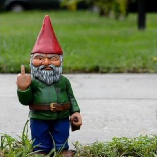 Standbeeld van tuinkabouter, 15 cm, dwergenornament, grappige tuin-gazonornamenten, waterdichte zonwering, tuindecoratie voor de tuin, terras, balkon, middelvinger, grappige kabouter