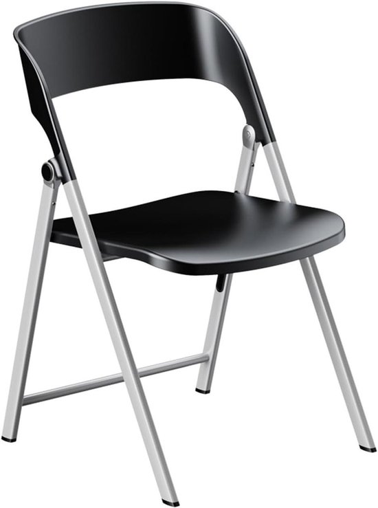 Stapelbare klapstoelen - Opvouwbare stoelen - Binnen en buiten - Stalen frame - Dikke zitting - Zwart