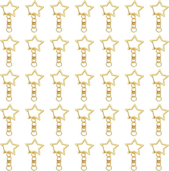 Stars Lobster Claw Clasp - 60 Pcs Star Shaped Snap Closure Hooks - Chain Swivel Buckle - Open Jump Ring - Keychain Making Kit voor DIY Crafts en Purse Bag Connector van Merkloos