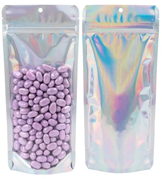 Stazakken Transparant/Iridescent/Holographic 10,8x6x23,8cm Met Ophanggat (25 Stuks)