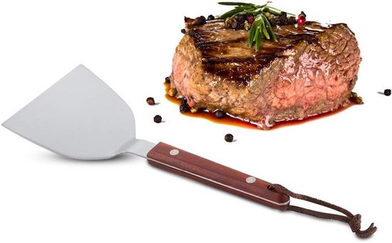 Steak Koken Gebakken Schop Spatel Rvs Koken Pannenkoek Teppanyaki Barbecue Schop Houten Handvat Grill Turner