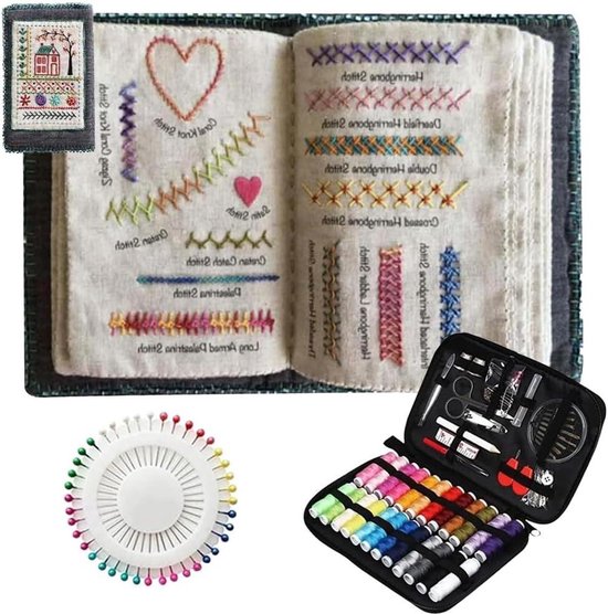 Steekboek Borduurwerk - Naaiboek Borduurset - Handwerk Vaardigheden Verbeteren - 86 Verschillende Steken - 14 x 12 x 5 cm