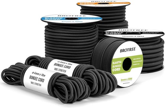 Sterk Elastisch Rond Touw Zwart - 5mm Doorsnede voor Vastzetten, Kamperen en DIY