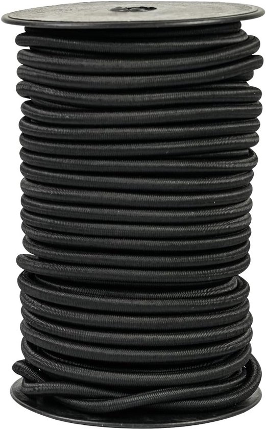 Sterk Elastisch Touw Zwart 6mm Doorsnede Voor Bevestiging en Knutselen