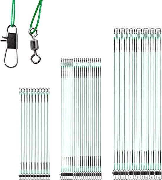 Sterke Loodlijnen voor Zoutwater Vissen - RVS Vissersleiders met Zwarte Nikkel Coating - 60 Stuks Tackle voor Drilling Rigs en Lure Fishing