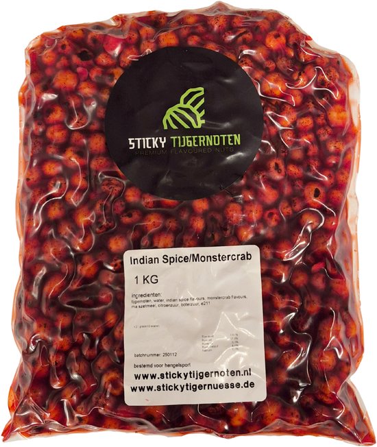 Sticky Tijgernoten Indian Spice & Monstercrab 1 kg Tigernuts Kant-en-Klaar Tiger Nuts Fish Stickmix van Merkloos