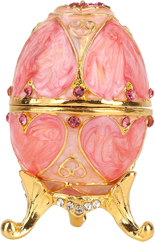 Stijl Ei Handgeschilderde Vintage Faberge Ei Geëmailleerd Faberge Ei Met Glanzende Diamanten Voor Paasei Trinket Doos