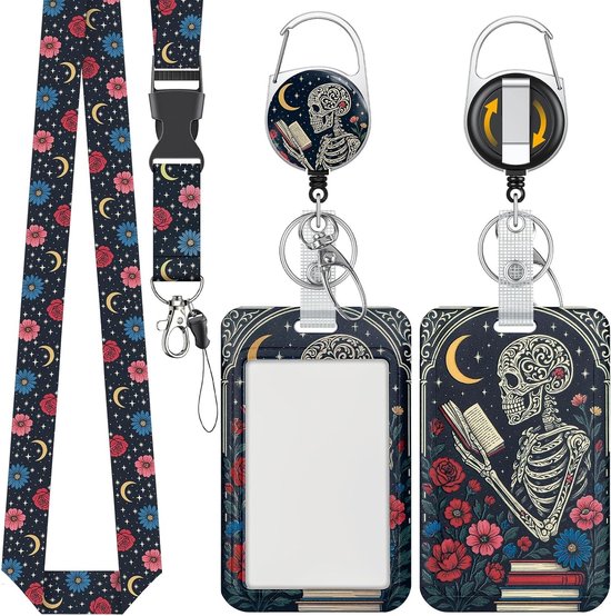 Stijlvolle Badgehouder met Skeleton Patroon, Retractable Reel en Afneembare Lanyard voor Kantoor en Onderwijs