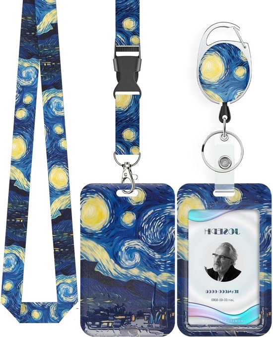 Stijlvolle Badgehouder met Sterrenhemel, Retractable Reel en Afneembare Lanyard voor Kantoor en Onderwijs van Merkloos