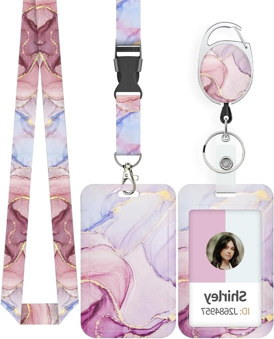 Stijlvolle ID-kaarthouder met Retractable Badge Reel, Carabiner Clip en Afneembare Strap voor Verpleegkundigen en Professionele Gebruik van Merkloos