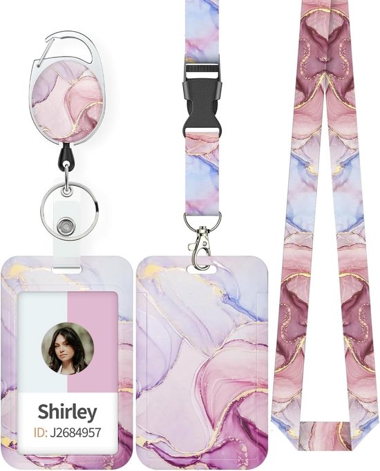 Stijlvolle ID Kaarthouder met Retractable Badge Reel, Carabiner Clip en Verstelbare Strap voor Verpleegkundigen en Professionals