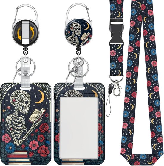 Stijlvolle Sleutelhouder met Skeleton Patroon, Retractable Badge Reel en Afneembare Lanyard voor Kantoor en Onderwijs