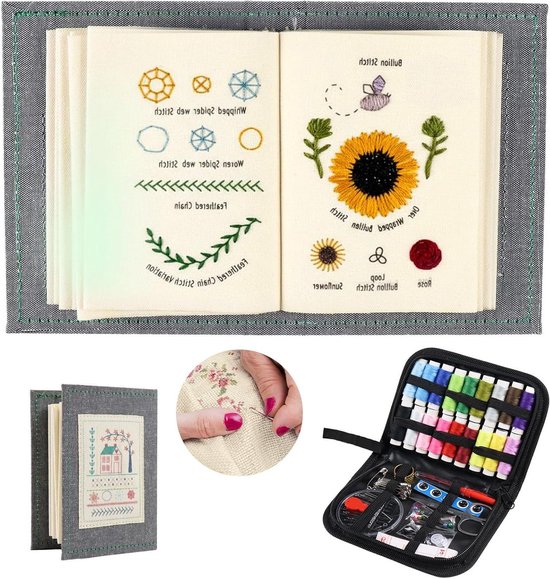 Stikboek Borduurset - Doe-het-zelf Steekboek - Nieuwe Vaardigheden Leren - 143 Steken Instructies - 308 x 235 x 65 cm