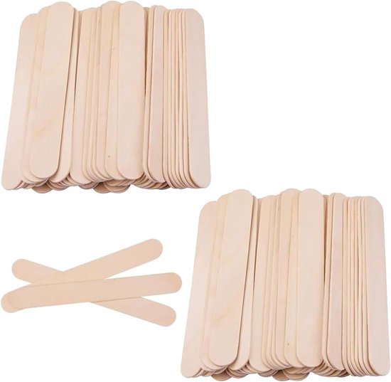Stokjes voor wasstokjes, houten waspatels, wasstaafjes van hout, 100 stuks, spatels voor wasstaafjes, houtwaspatel, waspatels voor wasstaafjes