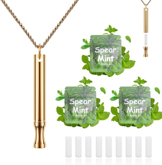 Stoppen met roken en vapen met navulbare muntpods Ketting voor ademhalingshulpmiddelen om te stoppen met roken, fijte ketting voor angstverlichting, rookvrij