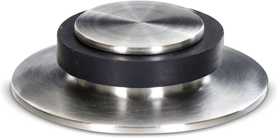 Stoppenwerk vloer vloer deurstop rond en plat - deurstop roestvrij staal met rubberen buffer incl. bevestigingsmateriaal voor het vastschroeven aan de vloer - Ø5,3cm H:1,4cm