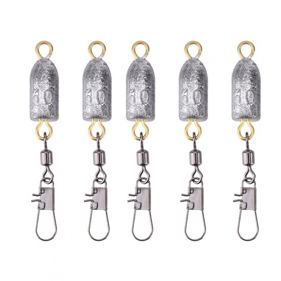 Store_7 - 5 Stuks Vislood Gewichten - Sinkers met Interlock Snap - Gemakkelijk te verbinden - Connector voor Zoetwater en Zoutwater - 10g - Geschik... van Merkloos