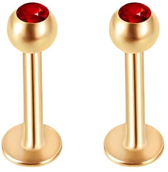 Store_8 - Neusstuds - Titanium Staal - Geschikt voor Neuspiercings - Rode Zircon - Septum Ringen - Helix Piercings - 1.2mm van Merkloos