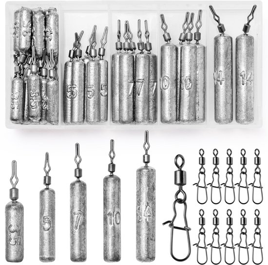 Store_8 - Vissport Accessoires - Vissen met Gewichten - 30Pcs Set - Geschikt voor Zee en Meer - Inclusief Drop Shot Gewichten - Perfect voor Sportv... van Merkloos