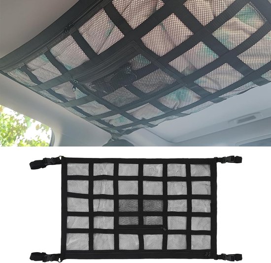 Store_9 - Autolading Net - Dubbel Laag - Ruimtebesparend - 90 x 65 cm - Universeel - Ideaal voor lange roadtrips - Geschikt voor SUV en Van