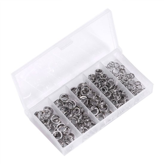 Store_9 - Fishing Split Rings Connectors - Heavy Duty - Rvs - Assortiment 200Pcs - Hoge Sterkte - Makkelijk te Vangen - Voor Hengelsport van Merkloos