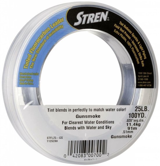 Stren Gunsmoke Fluorocarbon Leader - Transparant - Fluorcarbon Onderlijn - Vislijn - Visdraad 0.56mm 30lb 90m