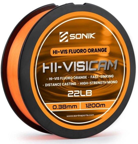 Subsonik HI-VIS INVISCAM | 1200m 22lb 0.38mm Oranje van Merkloos