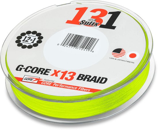Sufix 131 G-Core Gevlochten Lijn | 100m 0.104mm Neon Chartreuse van Merkloos