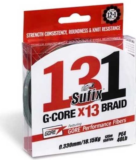 Sufix 131 G-core Gevlochten Vislijn 150 M Grijs 0.290 mm van Sufix