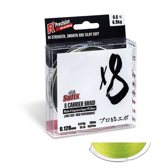 Sufix 8 Carrier Braided Line Fluo Groen 0.104mm van Sufix