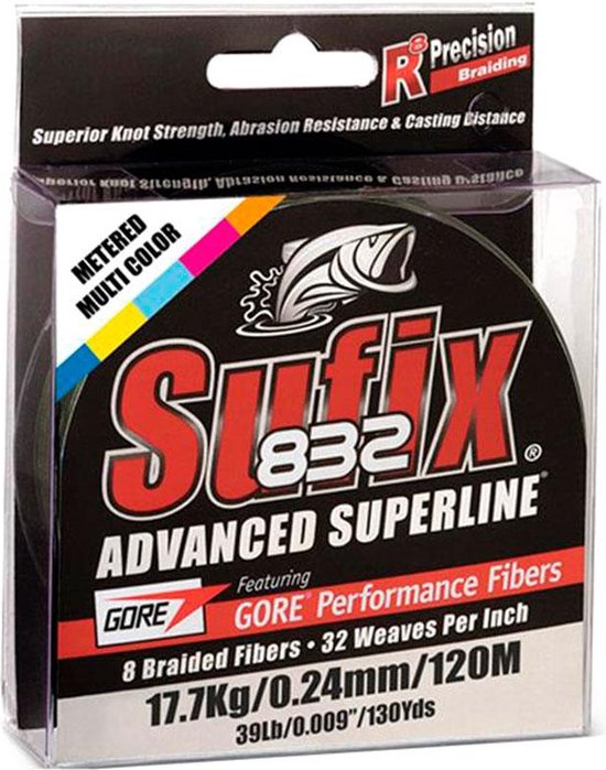 Sufix 832 Advanced Superline Gevlochten Vislijn 300 M Zwart 0.330 mm van Sufix