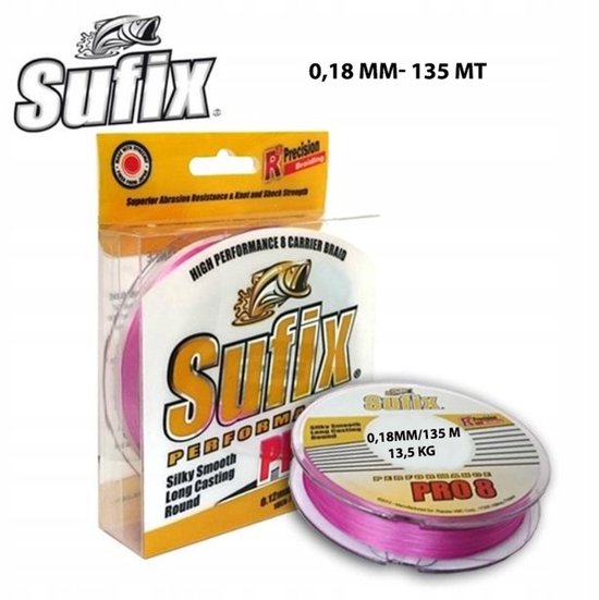Sufix Performance Pro 8 Vislijn - Roze, 0,15 mm, 135 m, 10,2 kg van Merkloos