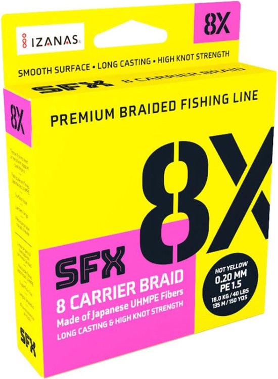 Sufix SFX 8x Hot Yellow 135m Hot Yellow 0.104mm van Sufix