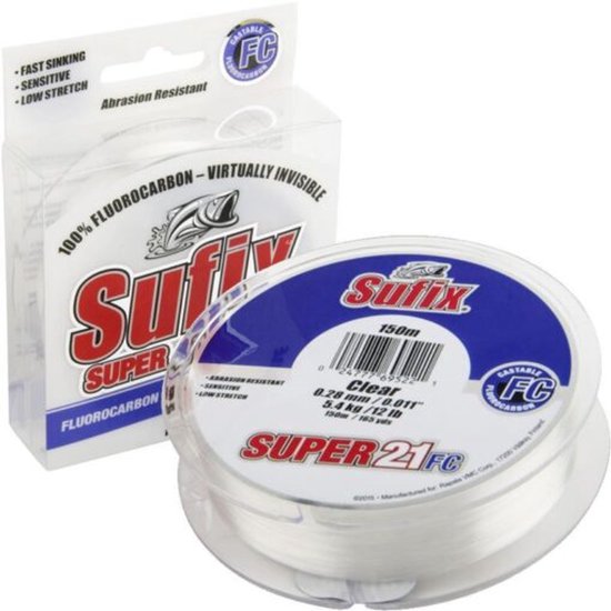 Sufix Super 21 Flurocarbon 150 M Transparant 0.280 mm van Merkloos
