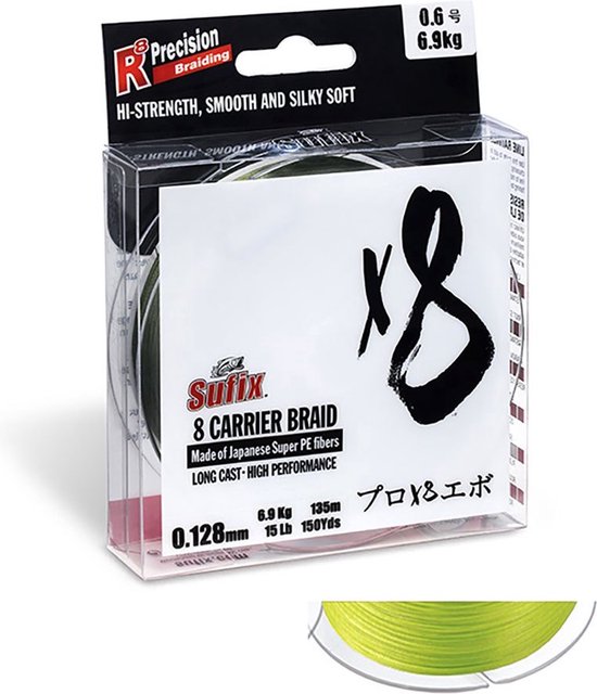 Sufix X8 Braid | 300m 0.148mm Neon Chartreuse van Merkloos