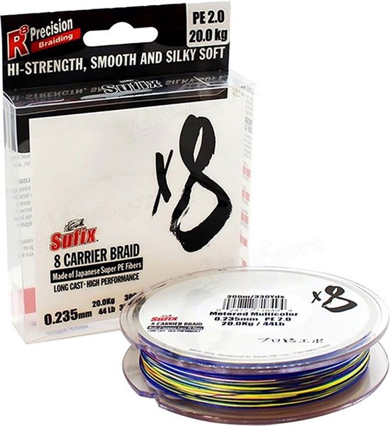 Sufix X8 Gevlochten Vislijn 300 M Veelkleurig 0.330 mm van Merkloos