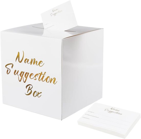 Suggestie Doos Wit Papieren Kaartendoos met 30 Stuks Kaarten 22x22x22 cm Kartonnen Feestdecoratie voor Huwelijksreceptie Verjaardag Afstuderen Jubileum Raffle Stembus Cadeau
