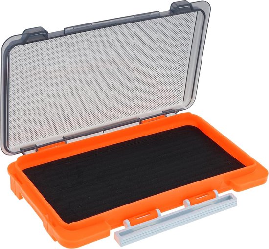 Super Slim Visdoos met Slit Foam, Ideaal voor Aas, Haken en Lures, Compacte Opslagtray (17,3 x 9,7 x 2 cm), Oranje