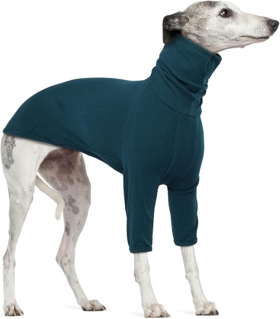 Sweatshirts, rolkraag hondentrui, grote gebreide hondentrui, gebreide trui voor Greyhound en Lurcher kleding (blauw, XL)